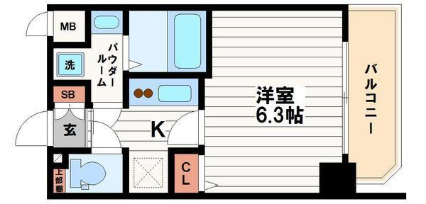 スワンズシティ堺筋本町(1K/3階)の間取り写真