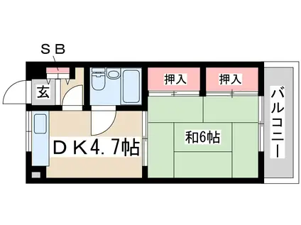 橋本第2総合ビル(1DK/4階)の間取り写真