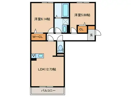 ルリアン明石(2LDK/3階)の間取り写真