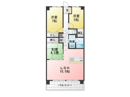 サンマンションアトレ津島崎(3LDK/1階)の間取り写真