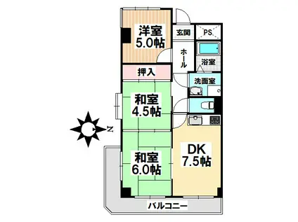 サンシャインミナミ(3DK/3階)の間取り写真