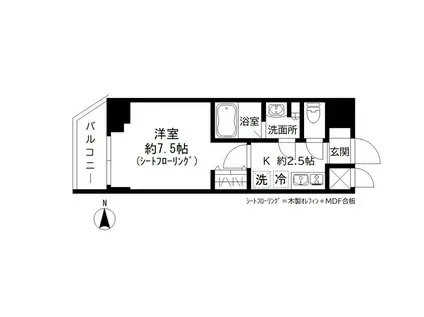 GRAND三軒茶屋ウエスト(1K/6階)の間取り写真