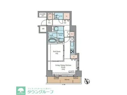 ラグゼナ北千住II(1LDK/2階)の間取り写真