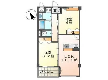 ハイルング(2LDK/2階)の間取り写真