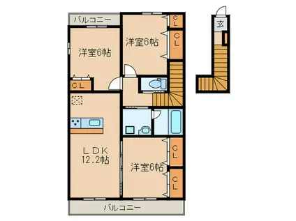 アルカデイアA(3LDK/2階)の間取り写真