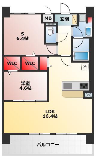 フェンテイーストII(1SLDK/1階)の間取り写真