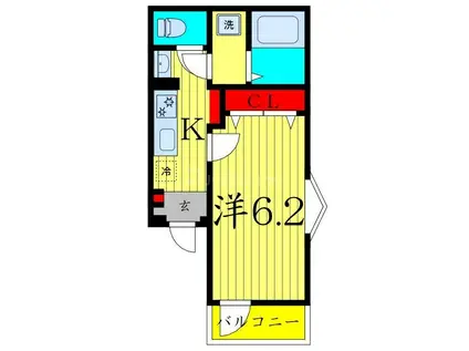 セナリオフォルム小岩I(1K/3階)の間取り写真