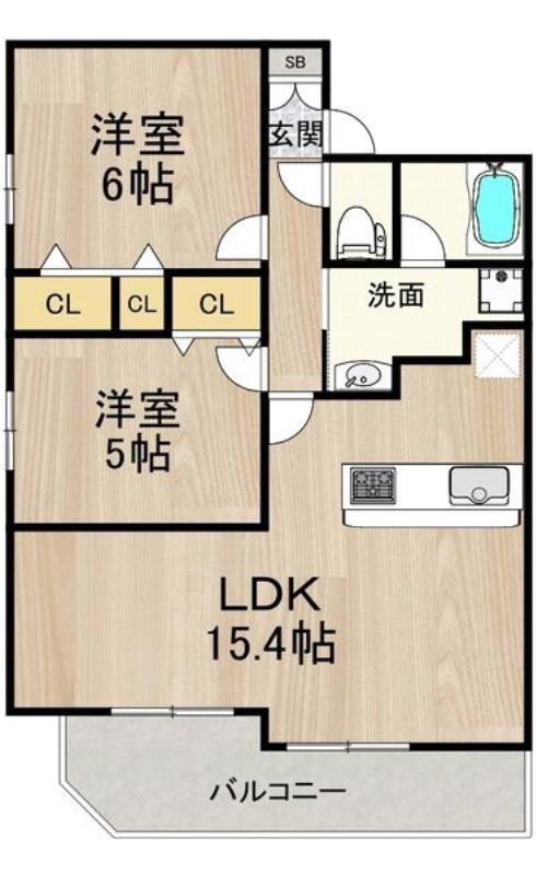 サムティグランツ神戸(2LDK/3階)の間取り写真