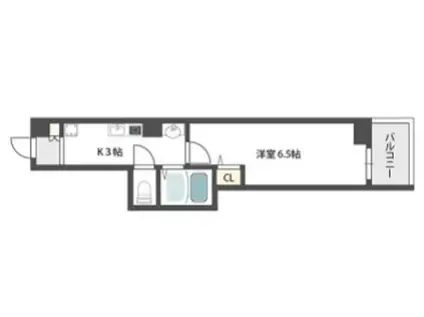 グランパシフィック桜川(1K/9階)の間取り写真