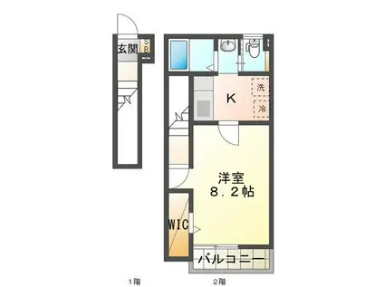 MAISONETTE LAND 楠駅(1K/2階)の間取り写真