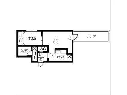 ガーディアン本郷通(1LDK/1階)の間取り写真