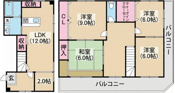 メゾンドオリーブ(4SLDK/3階)の間取り写真