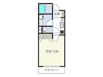 REGIES近代長瀬(1K/1階)の間取り写真