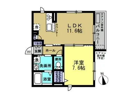 エイコート(1LDK/3階)の間取り写真