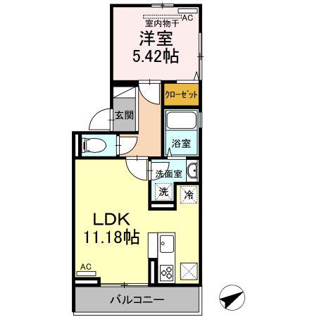 ロイヤルレジデンスA(1LDK/1階)の間取り写真