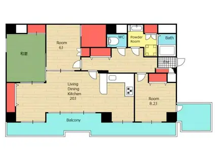 BELLE VOGUE KITAHORIE(3LDK/8階)の間取り写真