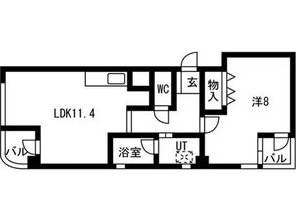 サンローズ八幡(1LDK/4階)の間取り写真