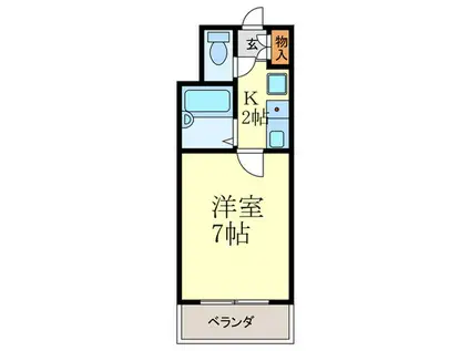 ピラーズ御所西(1K/4階)の間取り写真