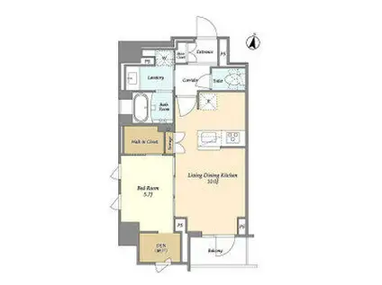 テラス自由が丘(1LDK/4階)の間取り写真