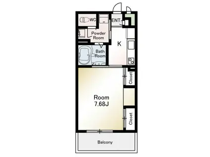 グランドール博多住吉(1K/2階)の間取り写真