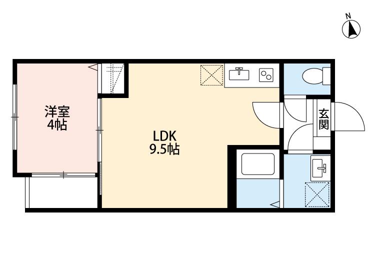 CRECIA 岩槻 A棟(1LDK/1階)の間取り写真