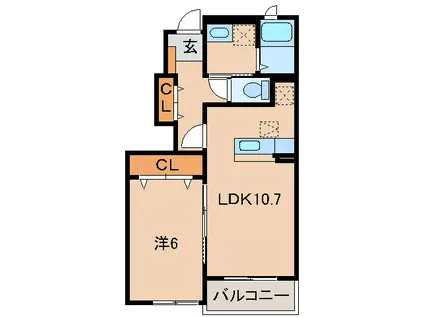フィオーレ I(1LDK/1階)の間取り写真