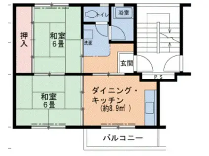 UR泉南一丘(2DK/4階)の間取り写真