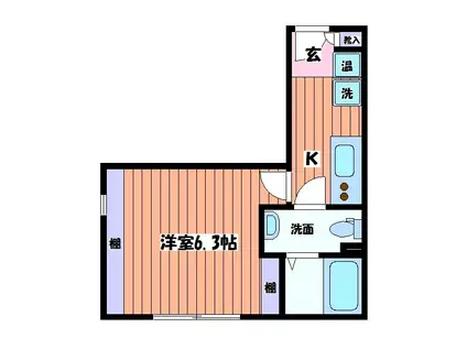 ザンパータ(1K/3階)の間取り写真