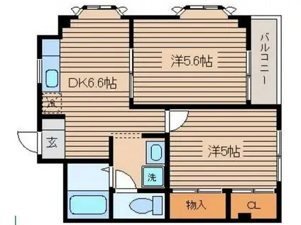 ルースMM I(2DK/3階)の間取り写真