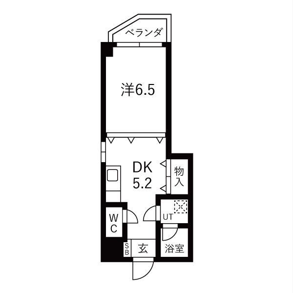 愛知和光ビル(1DK/4階)の間取り写真