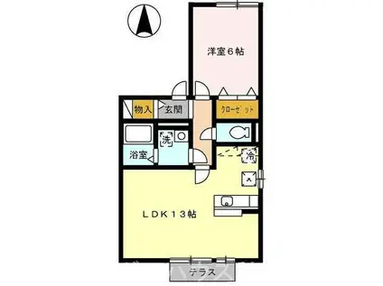 アンシャンテ(1LDK/1階)の間取り写真