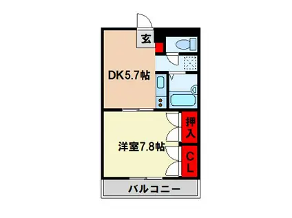 JYURAKU(1DK/2階)の間取り写真