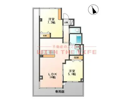 ユニヴァリィ ルミナス(2LDK/1階)の間取り写真