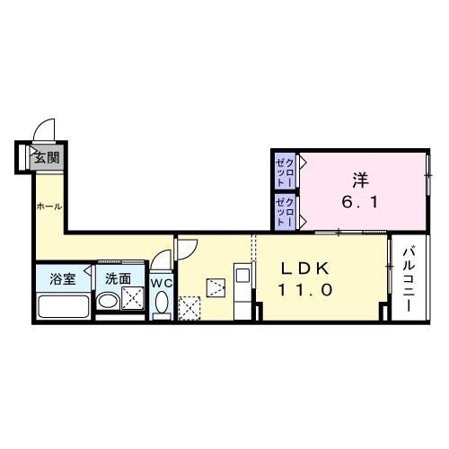 CASA SERENA(1LDK/1階)の間取り写真