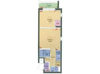 パレホームズ・東雪ヶ谷(2K/3階)の間取り写真