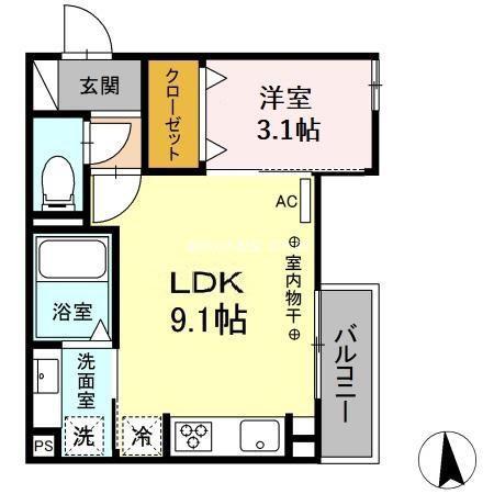 D-HILLS元浜(1LDK/2階)の間取り写真