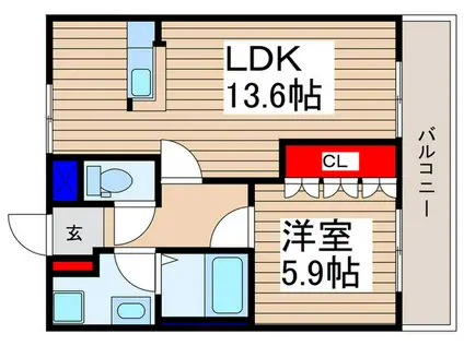 メープルコート(1LDK/2階)の間取り写真