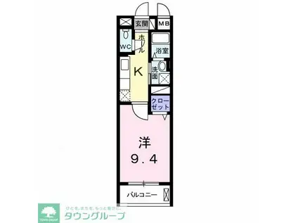 グランド・ヒル(1K/2階)の間取り写真