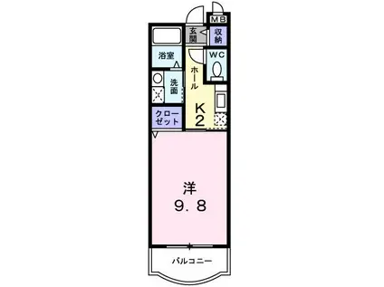 マンションあかやま(1K/2階)の間取り写真