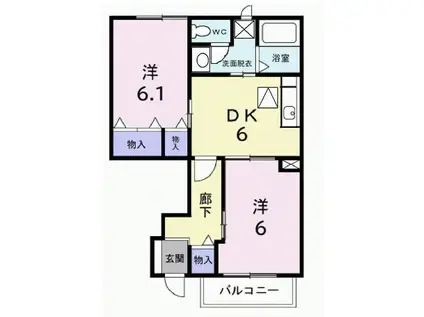 ドルセリア・A(2DK/1階)の間取り写真