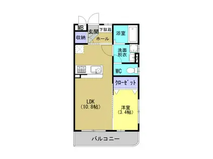 グランツヴァイス(1LDK/3階)の間取り写真