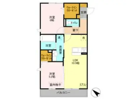 イルソーレ吉川美南 ジャッロ(2LDK/2階)の間取り写真