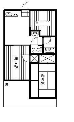 メゾンハマダB棟(3DK/2階)の間取り写真