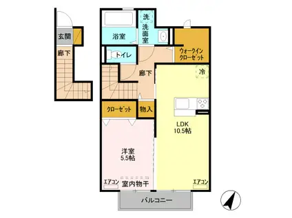 ドムスレジーナ A(1LDK/2階)の間取り写真