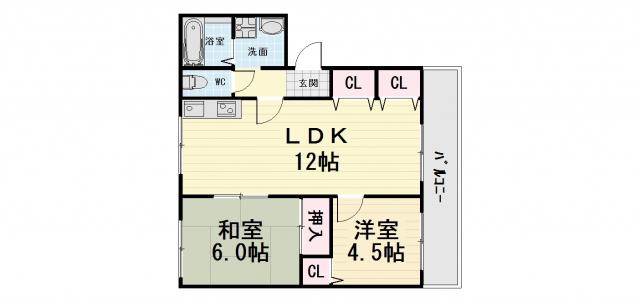 サファージュ高石 B棟(2LDK/3階)の間取り写真