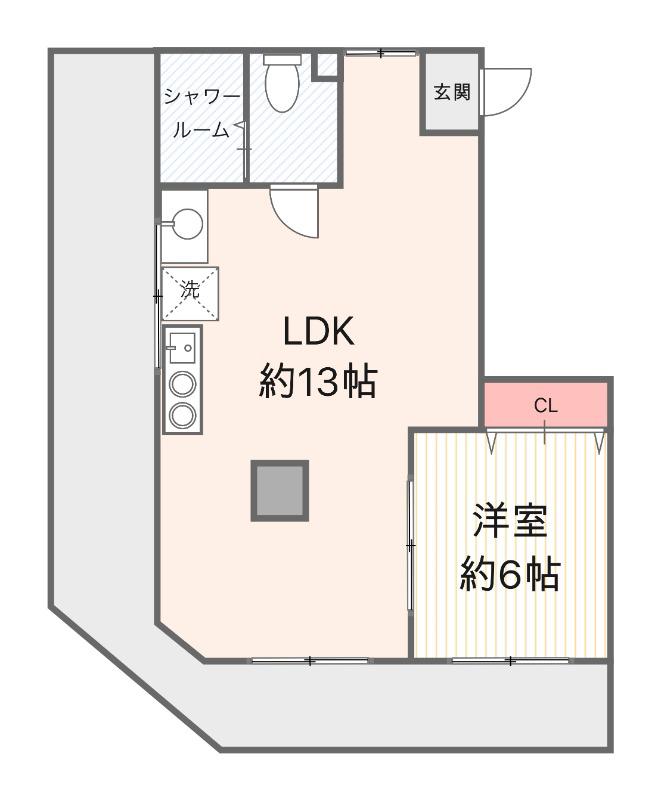 横川ビル(1LDK/5階)の間取り写真
