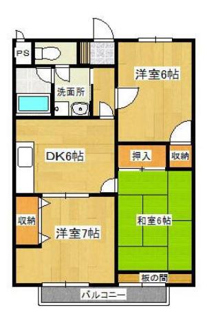 旗家マンションルノワール(3DK/2階)の間取り写真