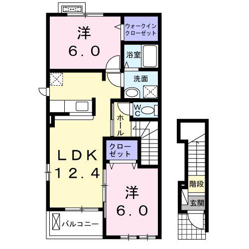 スウィートポピー(2LDK/2階)の間取り写真