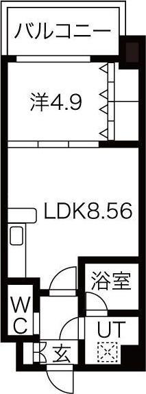 CHOEI65プレジオ中津(1LDK/2階)の間取り写真