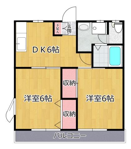 ルミエール宮崎台(2DK/1階)の間取り写真